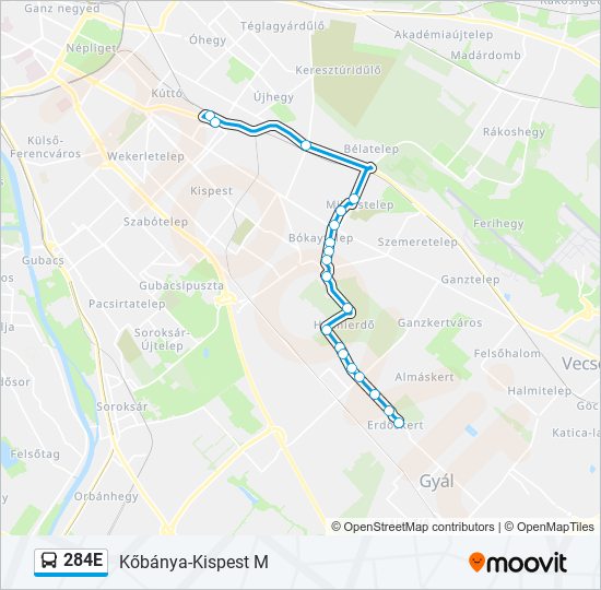 284E bus Line Map