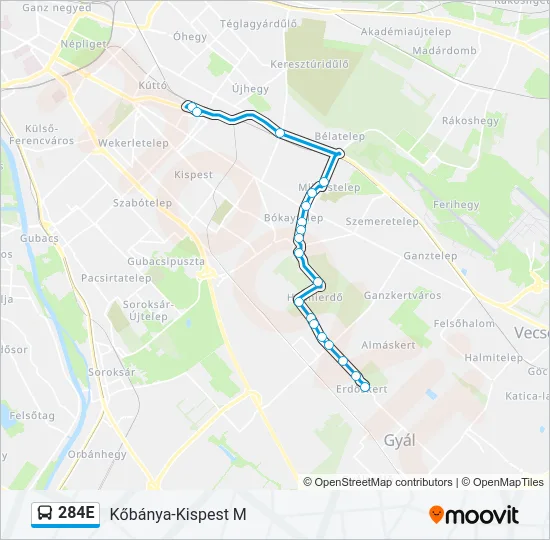 284E Bus Line Map