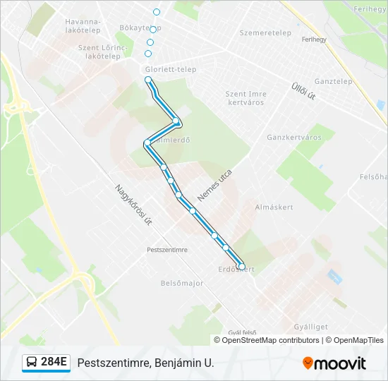 284E Bus Line Map