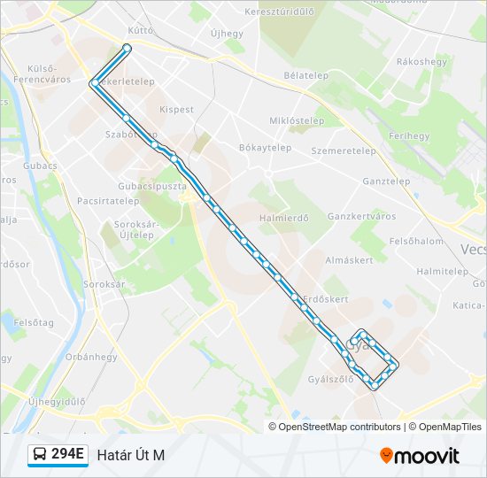 294E autóbusz Vonal Térkép