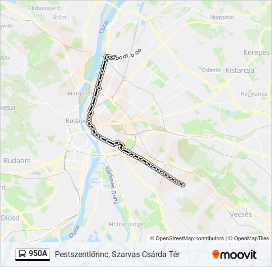 950A autóbusz Vonal Térkép