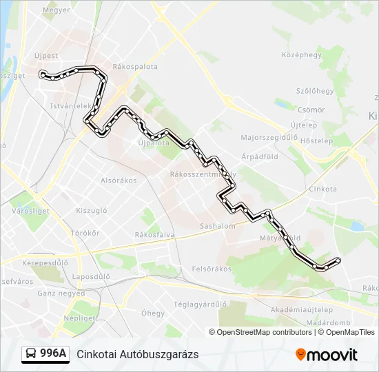 996A Bus Line Map