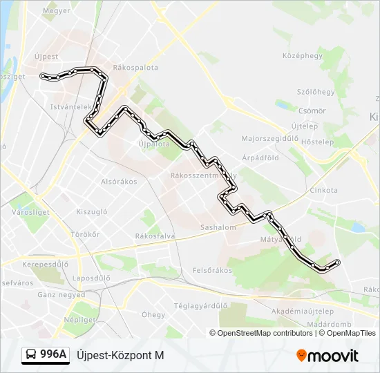 996A Bus Line Map