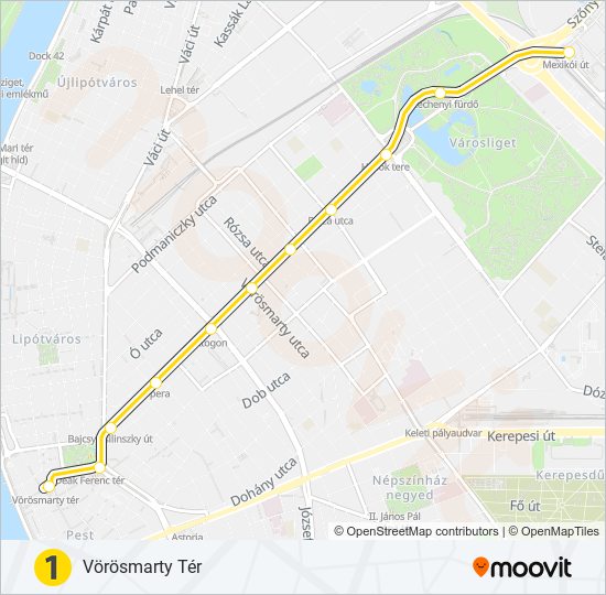 M1 metró Vonal Térkép