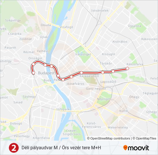 M2 metró Vonal Térkép