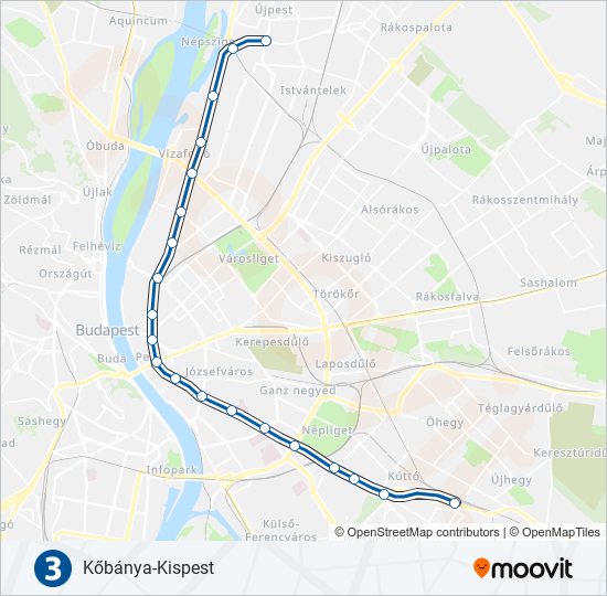 M3 metró Vonal Térkép