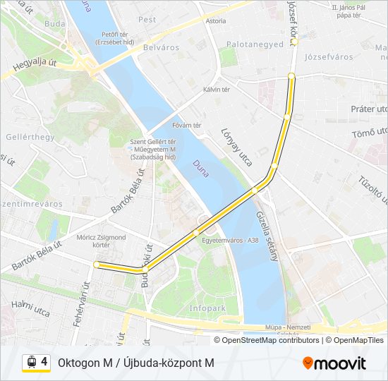 4 villamos Vonal Térkép
