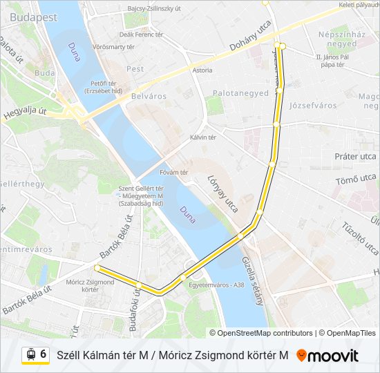 6 villamos Vonal Térkép