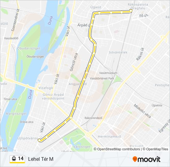 14 villamos Vonal Térkép