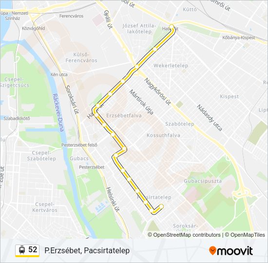52 villamos Vonal Térkép