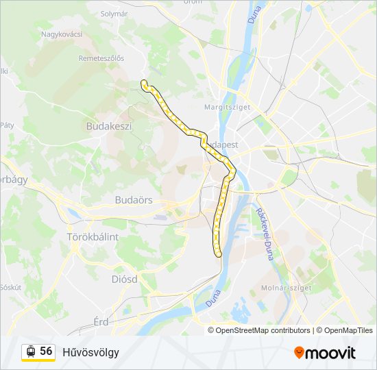 56 villamos Vonal Térkép