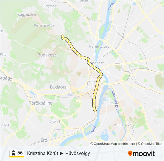 56 villamos Vonal Térkép