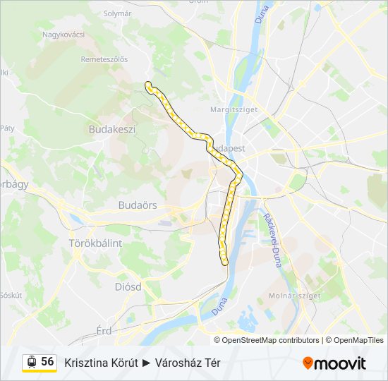 56 villamos Vonal Térkép