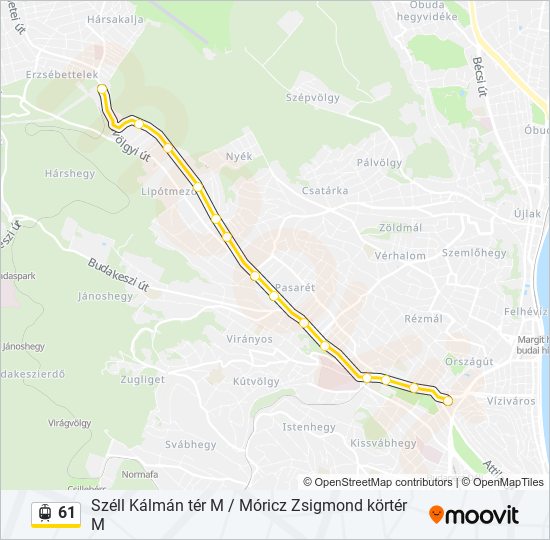 61 villamos Vonal Térkép