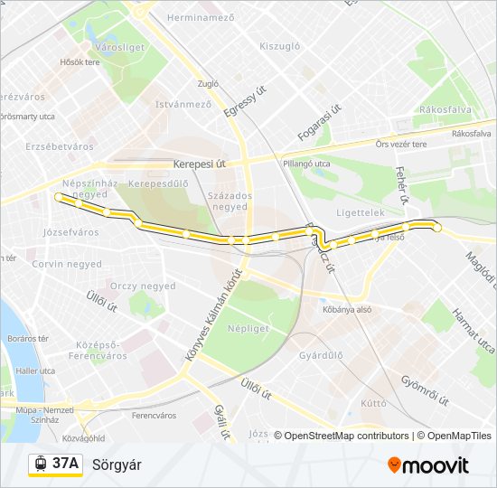 37A villamos Vonal Térkép