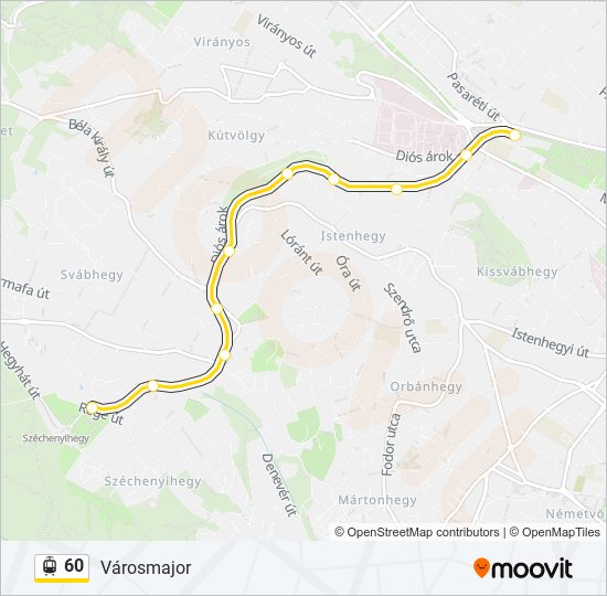 60 villamos Vonal Térkép