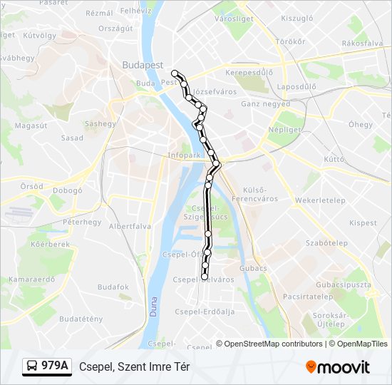979A autóbusz Vonal Térkép