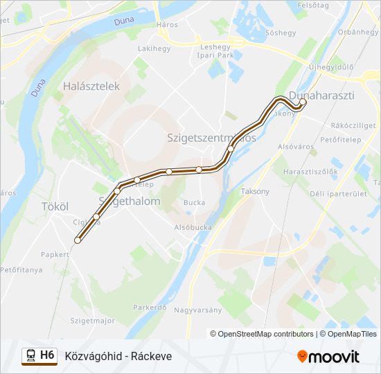H6 vasút Vonal Térkép