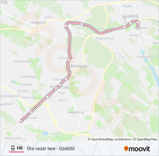 H8 vasút Vonal Térkép