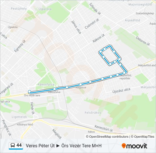 44 autóbusz Vonal Térkép