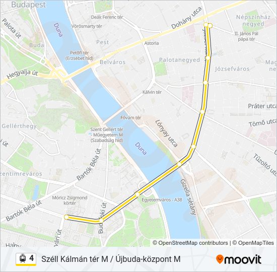 4 villamos Vonal Térkép