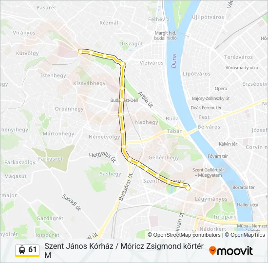 61 villamos Vonal Térkép