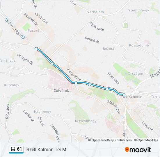 61 autóbusz Vonal Térkép