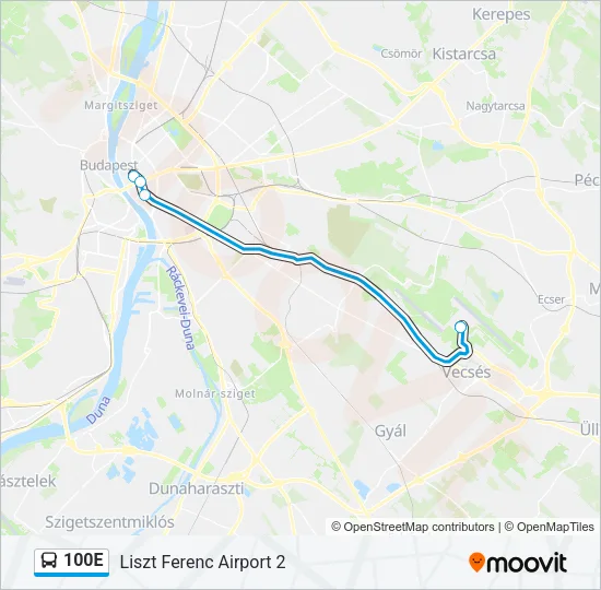 100E Bus Line Map