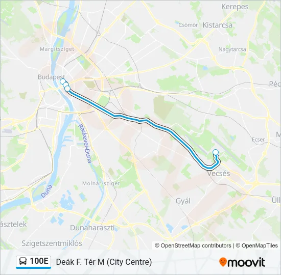 100E Bus Line Map