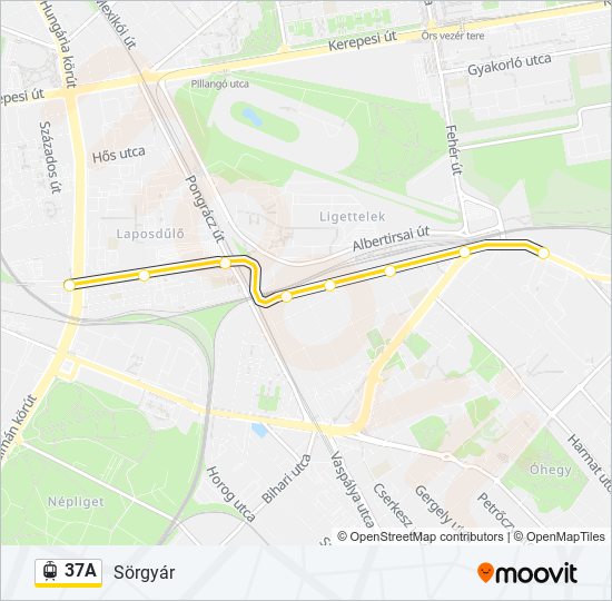 37A villamos Vonal Térkép