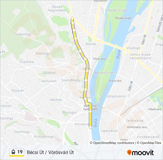 19 villamos Vonal Térkép