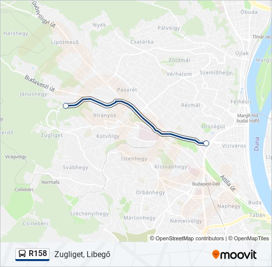 R158 autóbusz Vonal Térkép