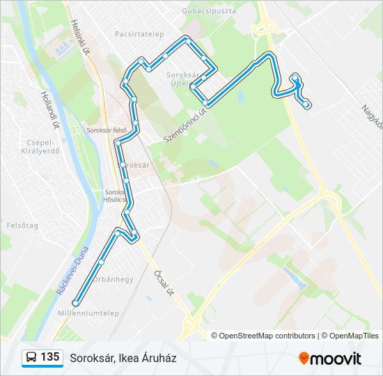 135 bus Line Map