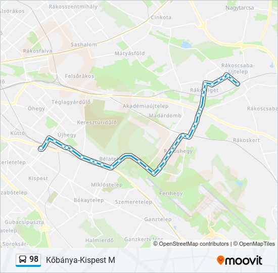 98 autóbusz Vonal Térkép