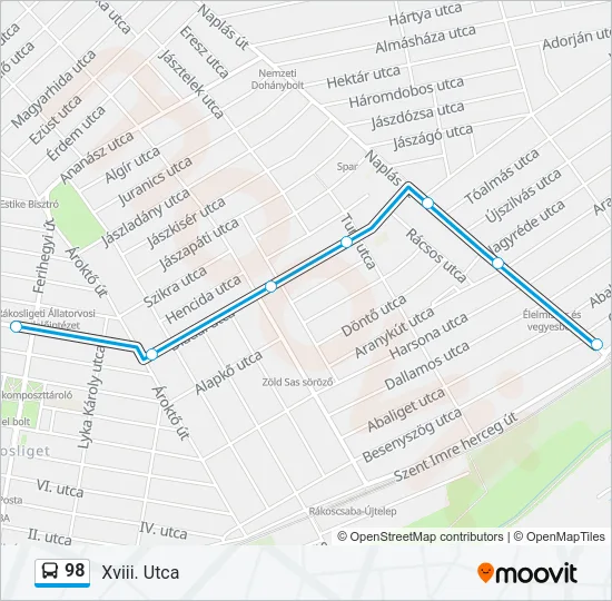 98 Bus Line Map