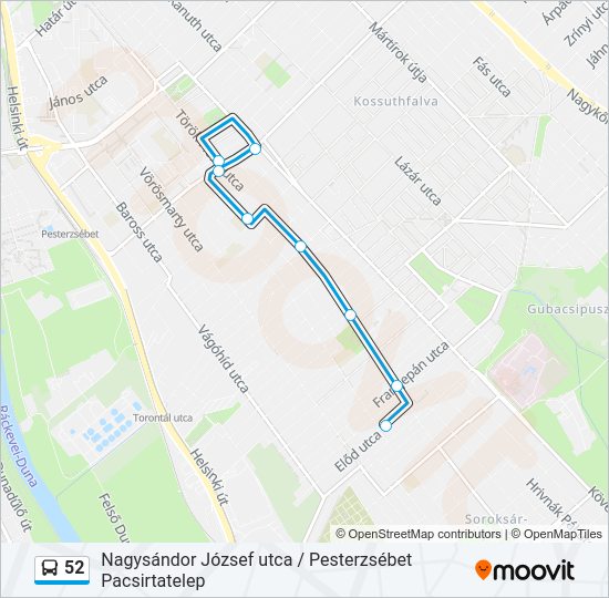 52 autóbusz Vonal Térkép