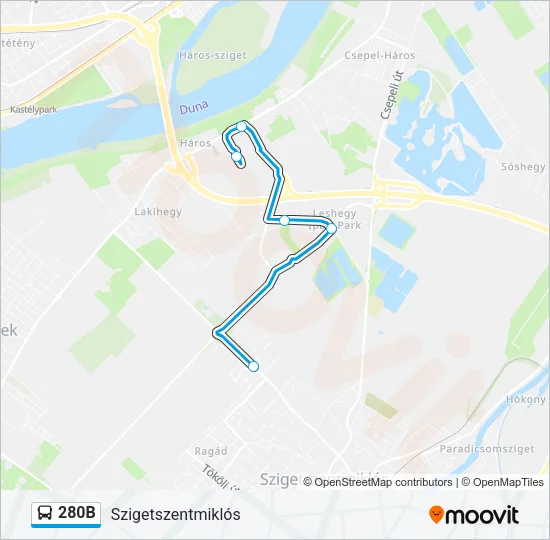 280B Bus Line Map