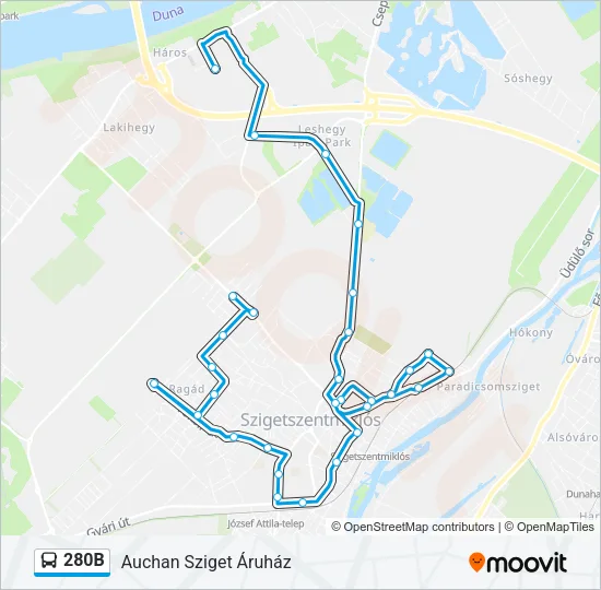 280B Bus Line Map