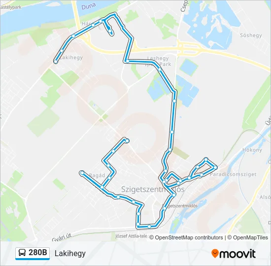 280B Bus Line Map