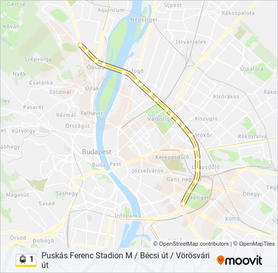 1 villamos Vonal Térkép