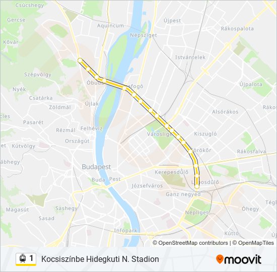 1 villamos Vonal Térkép