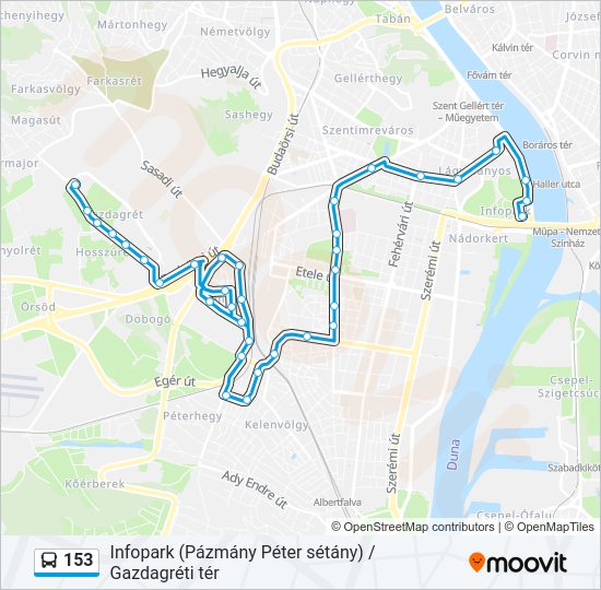 153 bus Line Map