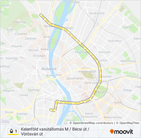 1 villamos Vonal Térkép