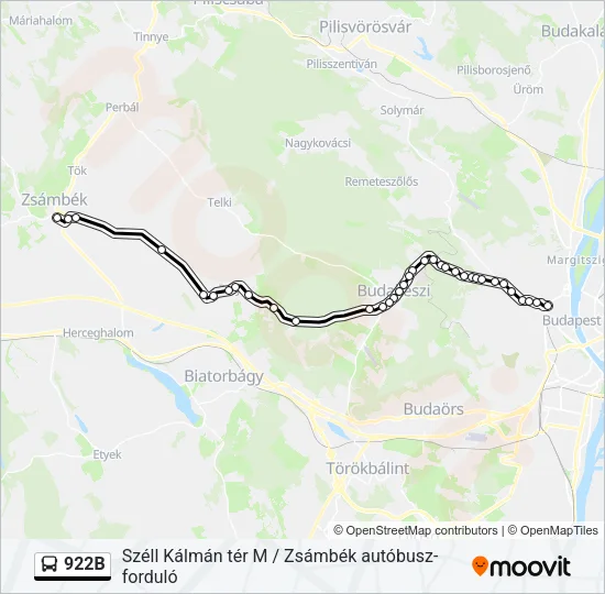 922B Bus Line Map
