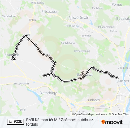 922B bus Line Map