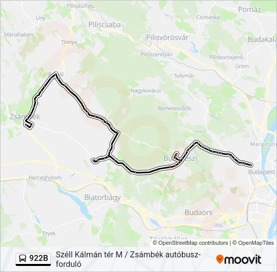922B Bus Line Map