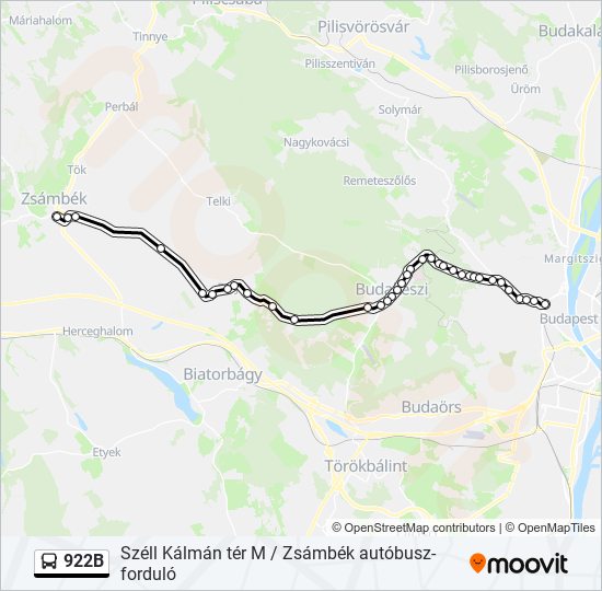 922B bus Line Map