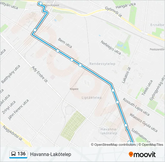 136 Bus Line Map
