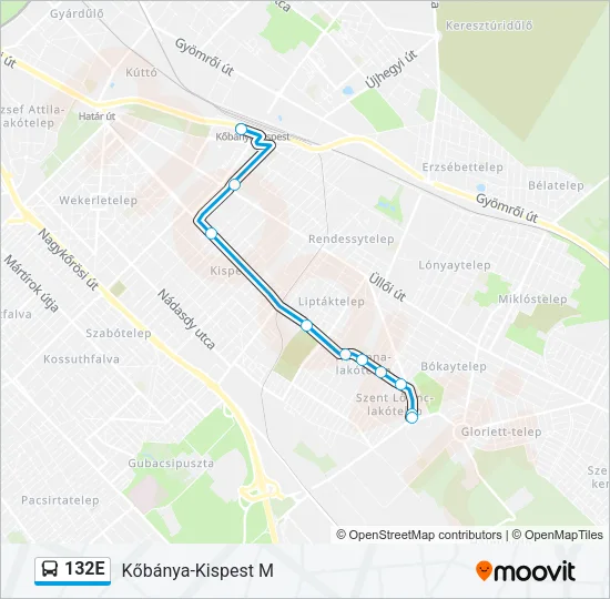 132E Bus Line Map