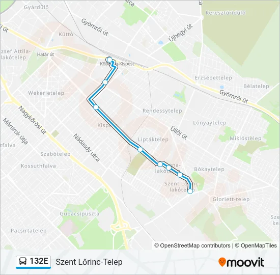 132E Bus Line Map